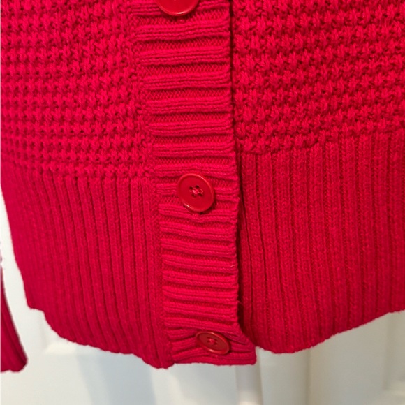 TALBOTS Raspberry Popcorn Stitch Cardigan With Shawl Collar Size Medium - Picture 5 of 7